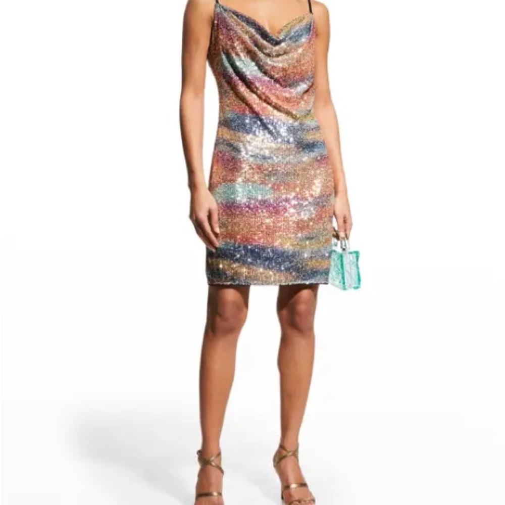 Aidan Mattox Red and Pink Mini Dress